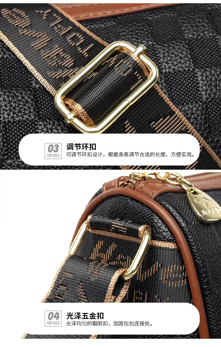 Retro Embossed Shoulder Bag with Wide Strap — feature 21