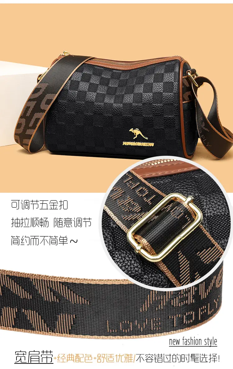 Retro Embossed Shoulder Bag with Wide Strap — feature 5