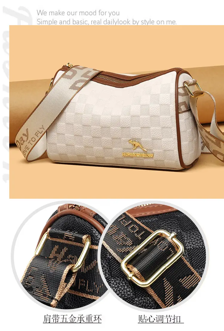 Retro Embossed Shoulder Bag with Wide Strap — feature 6