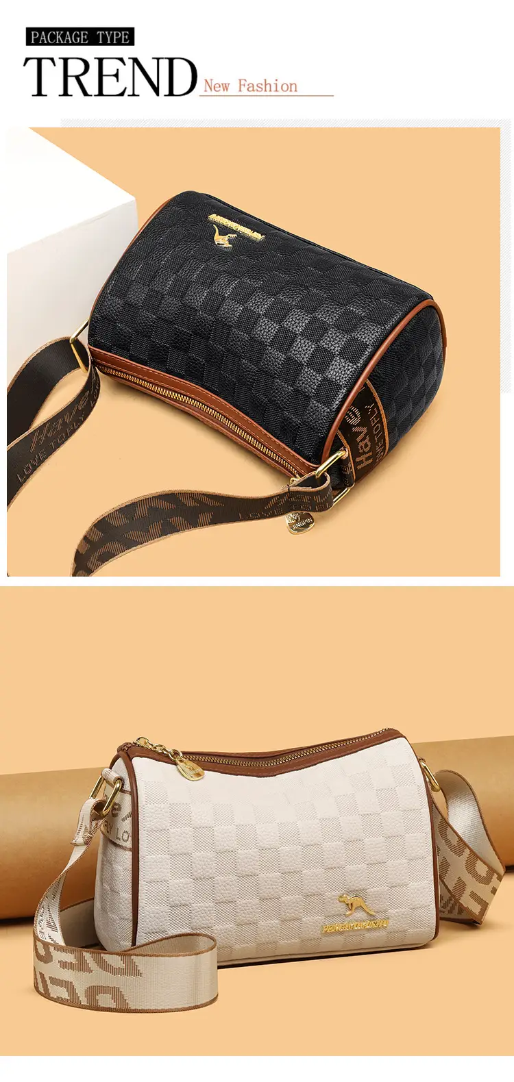 Retro Embossed Shoulder Bag with Wide Strap — feature 8
