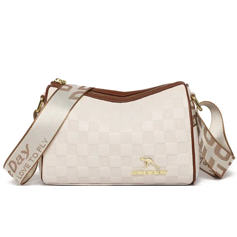Retro Embossed Shoulder Bag with Wide Strap - Image 2