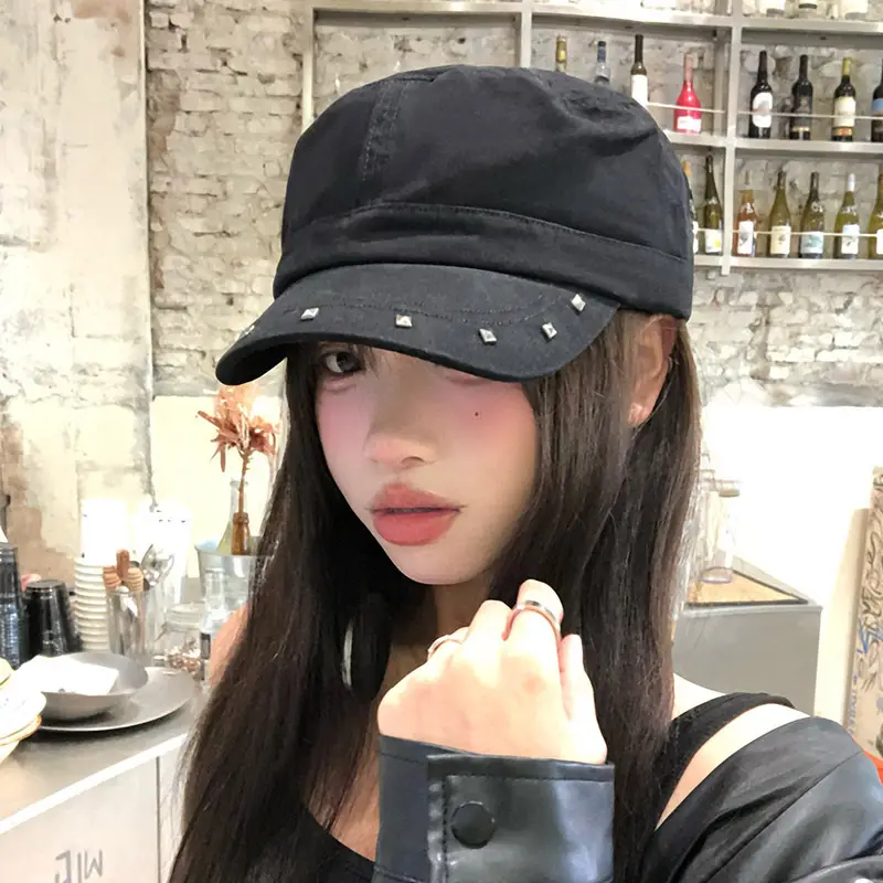 Studded Flat Cap Women Spring Autumn Vintage Beret