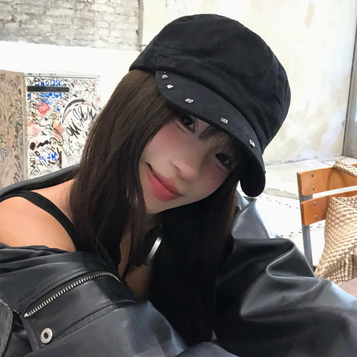 Studded Flat Cap Women Spring Autumn Vintage Beret