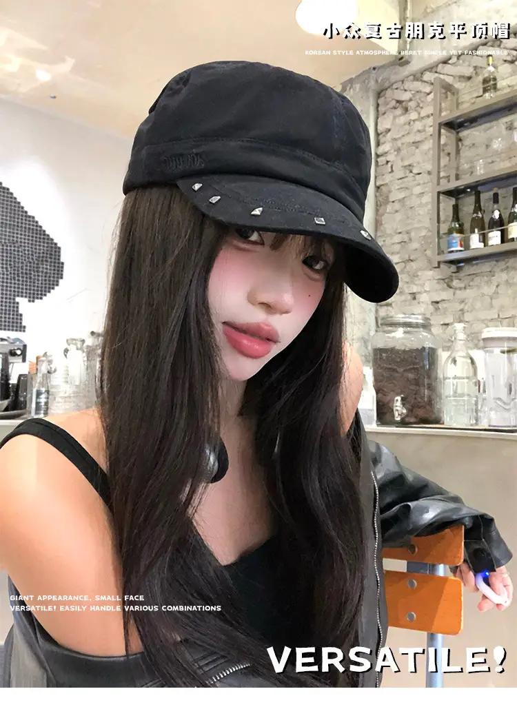 Studded Flat Cap Women Spring Autumn Vintage Beret — feature 1