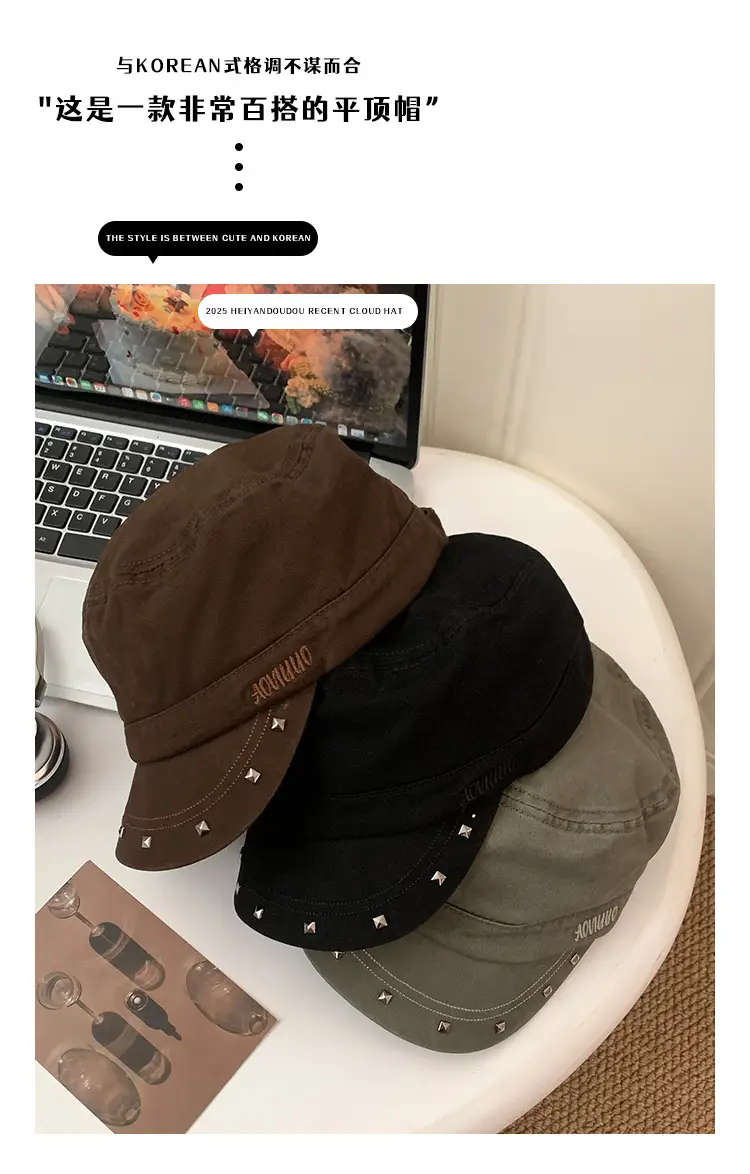 Studded Flat Cap Women Spring Autumn Vintage Beret — feature 2
