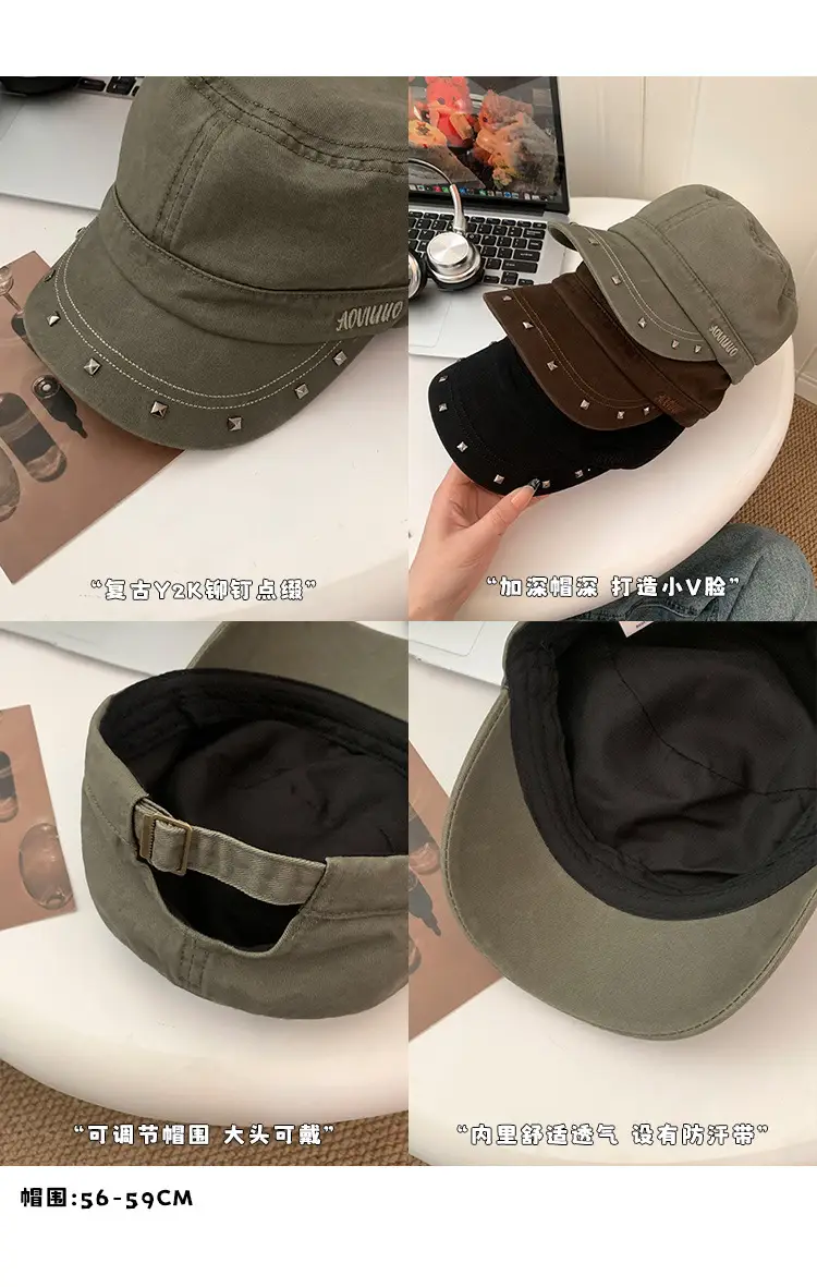 Studded Flat Cap Women Spring Autumn Vintage Beret — feature 3