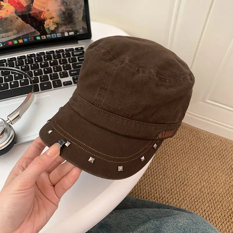 Studded Flat Cap Women Spring Autumn Vintage Beret