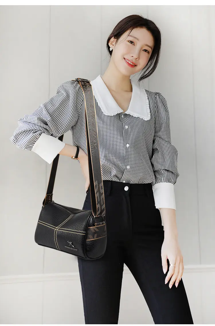Black Embroidered Crossbody Bag with Strap — feature 13