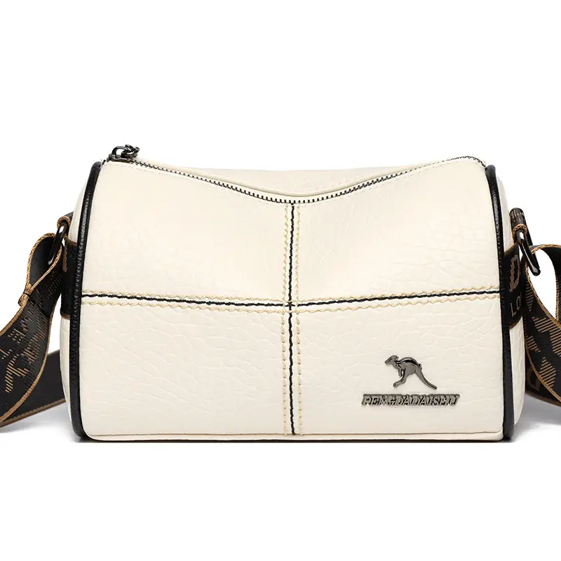 Black Embroidered Crossbody Bag with Strap