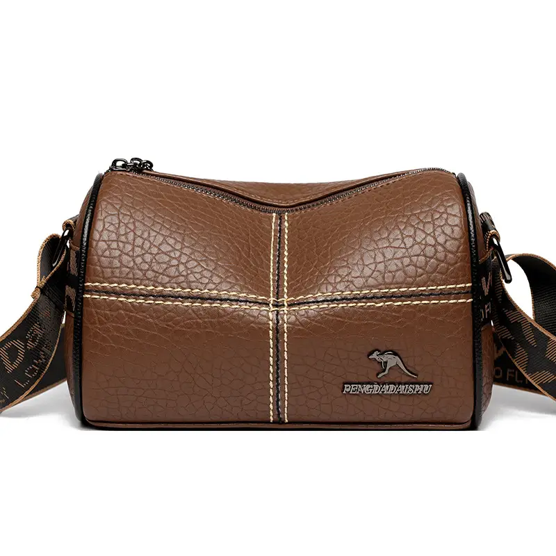 Black Embroidered Crossbody Bag with Strap