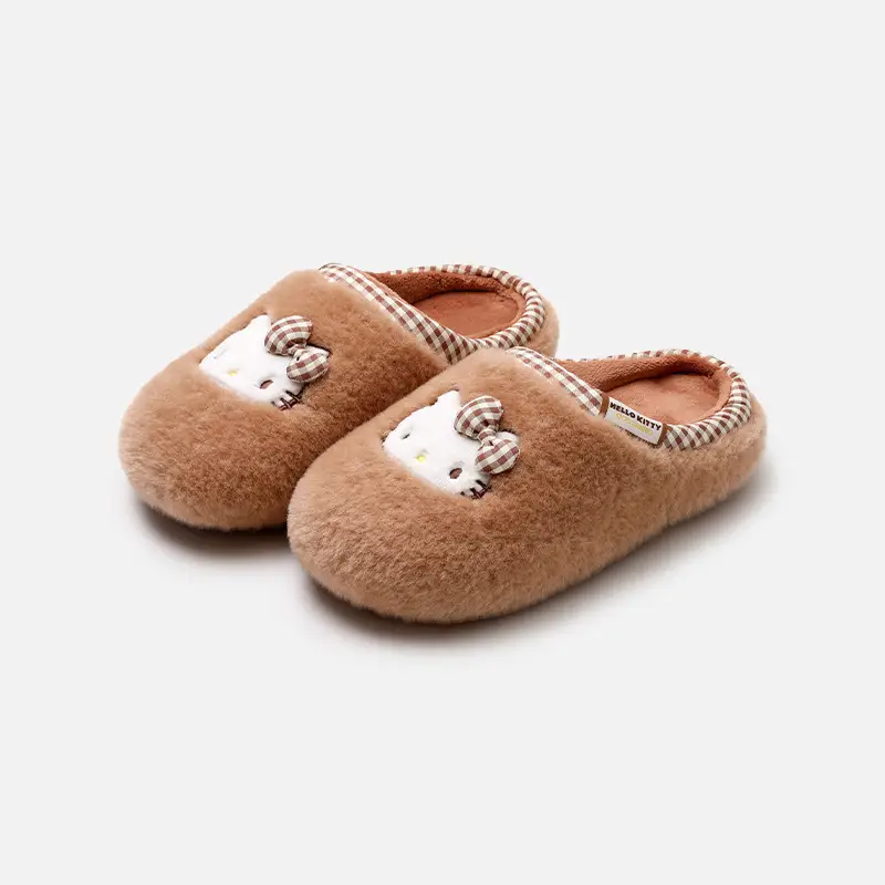 Authentic Kitty Cotton Slippers for Women Winter Indoor Household Non-Slip Warm Fleece-Lined Cartoon Sanrio Furry Slippers - Image 10