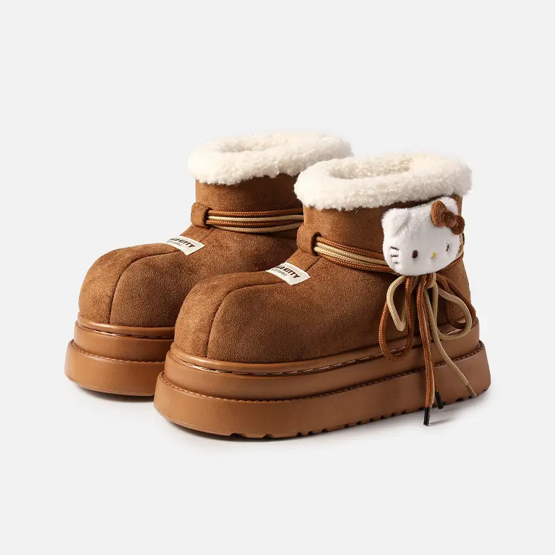 Authentic Kitty Cotton Slippers for Women Winter Indoor Household Non-Slip Warm Fleece-Lined Cartoon Sanrio Furry Slippers - Image 20