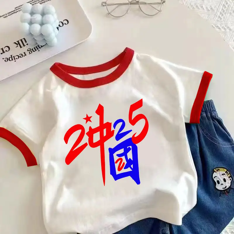 Chinese Flag Baby T-Shirt White Red Blue Short Sleeve — feature 5