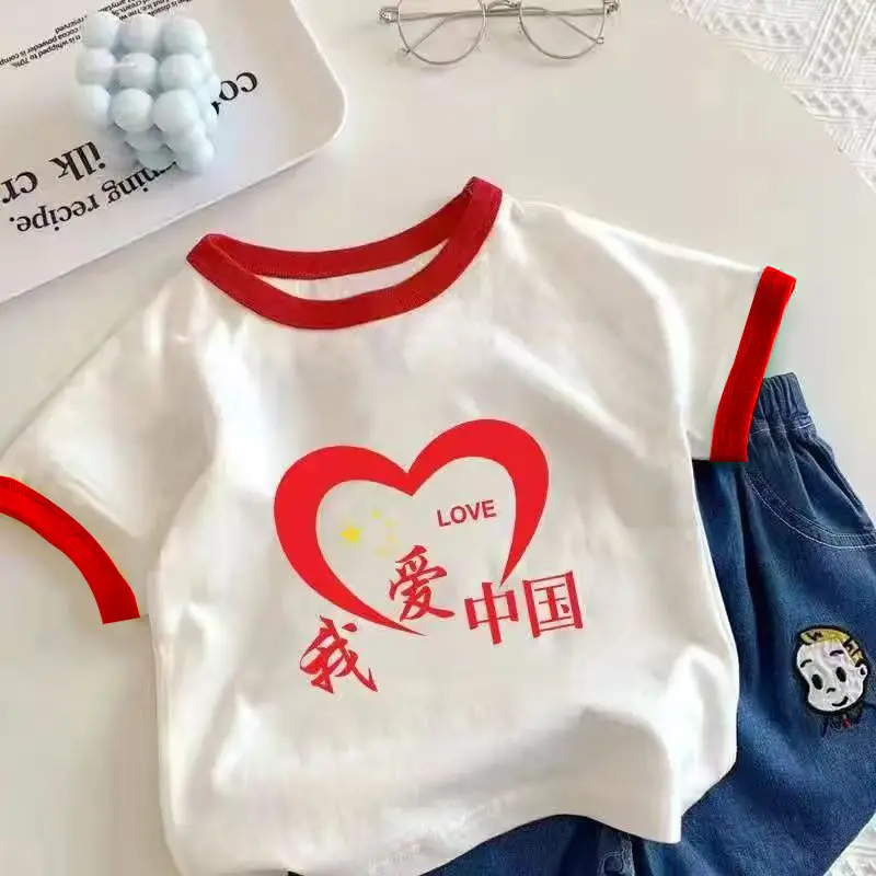 Chinese Flag Baby T-Shirt White Red Blue Short Sleeve - Image 8