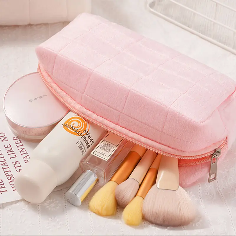 Blue Quilted Travel Skin Care Storage Bag for Women