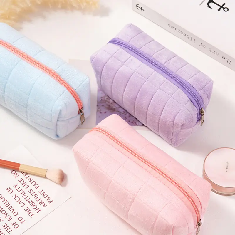 Blue Quilted Travel Skin Care Storage Bag for Women — feature 2