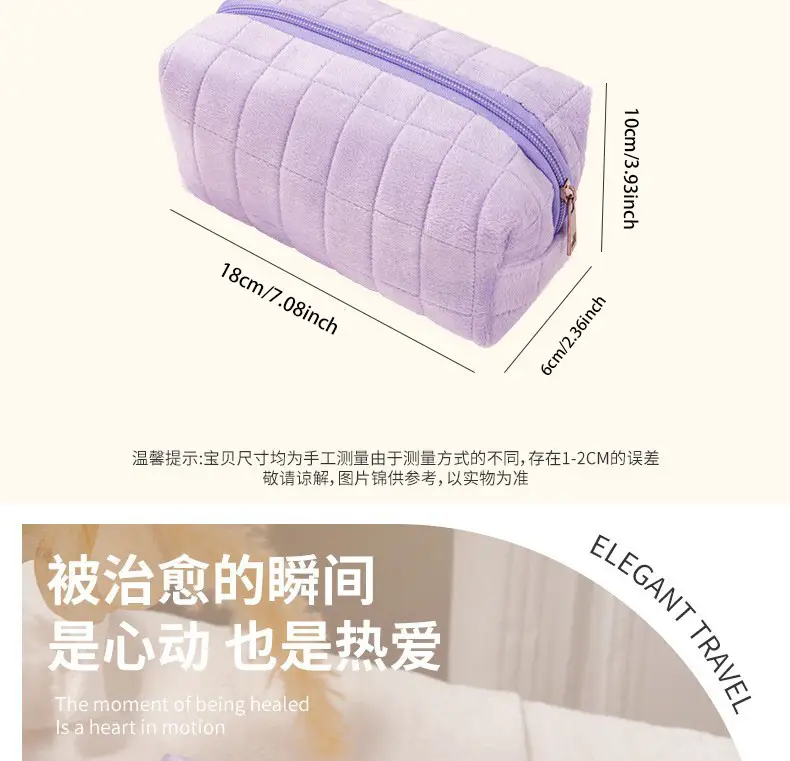 Blue Quilted Travel Skin Care Storage Bag for Women — feature 9