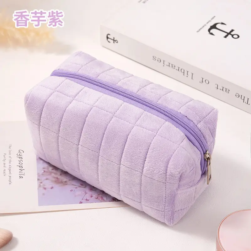 Blue Quilted Travel Skin Care Storage Bag for Women