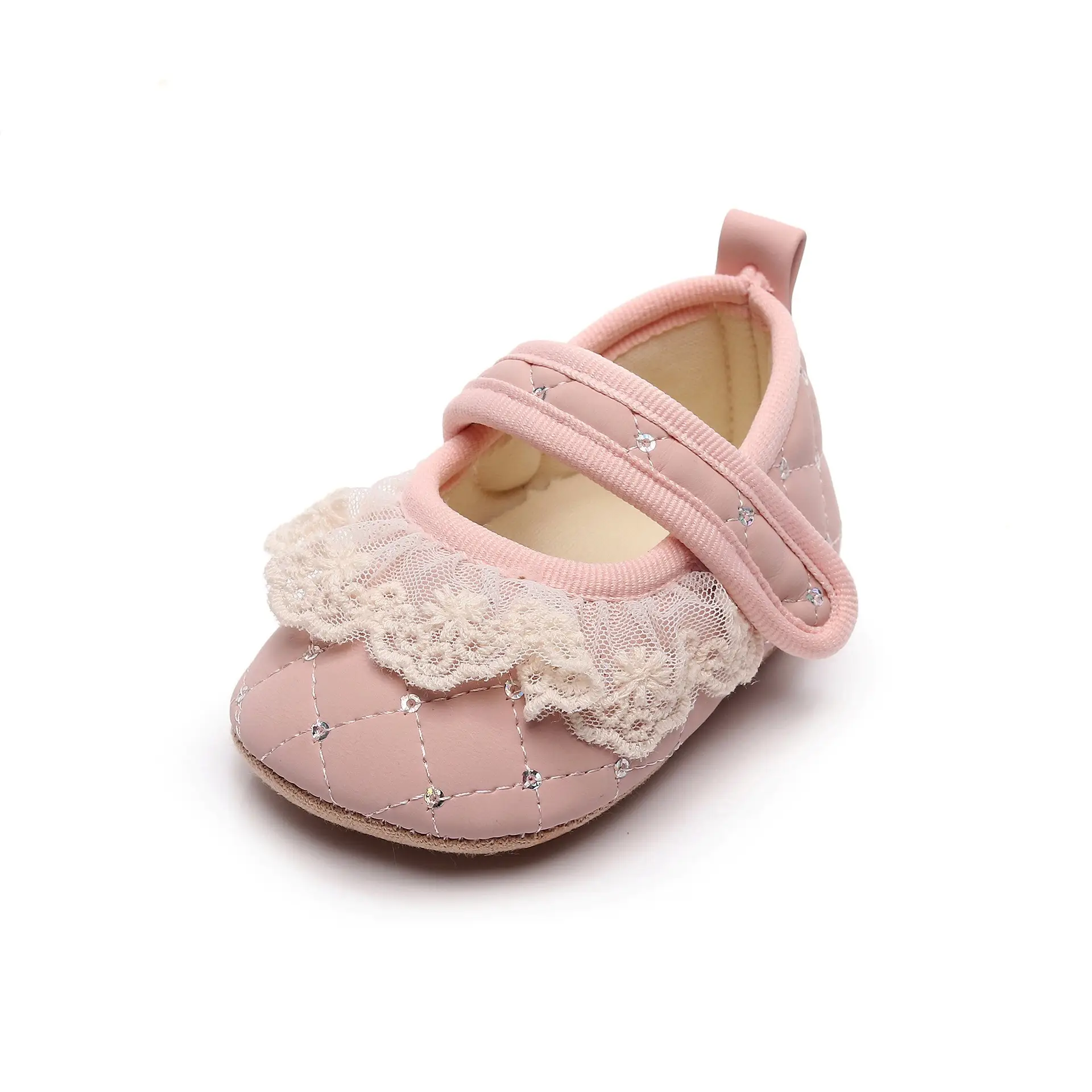 Pink Lace Toddler Shoes 0-1Yr Soft Soled