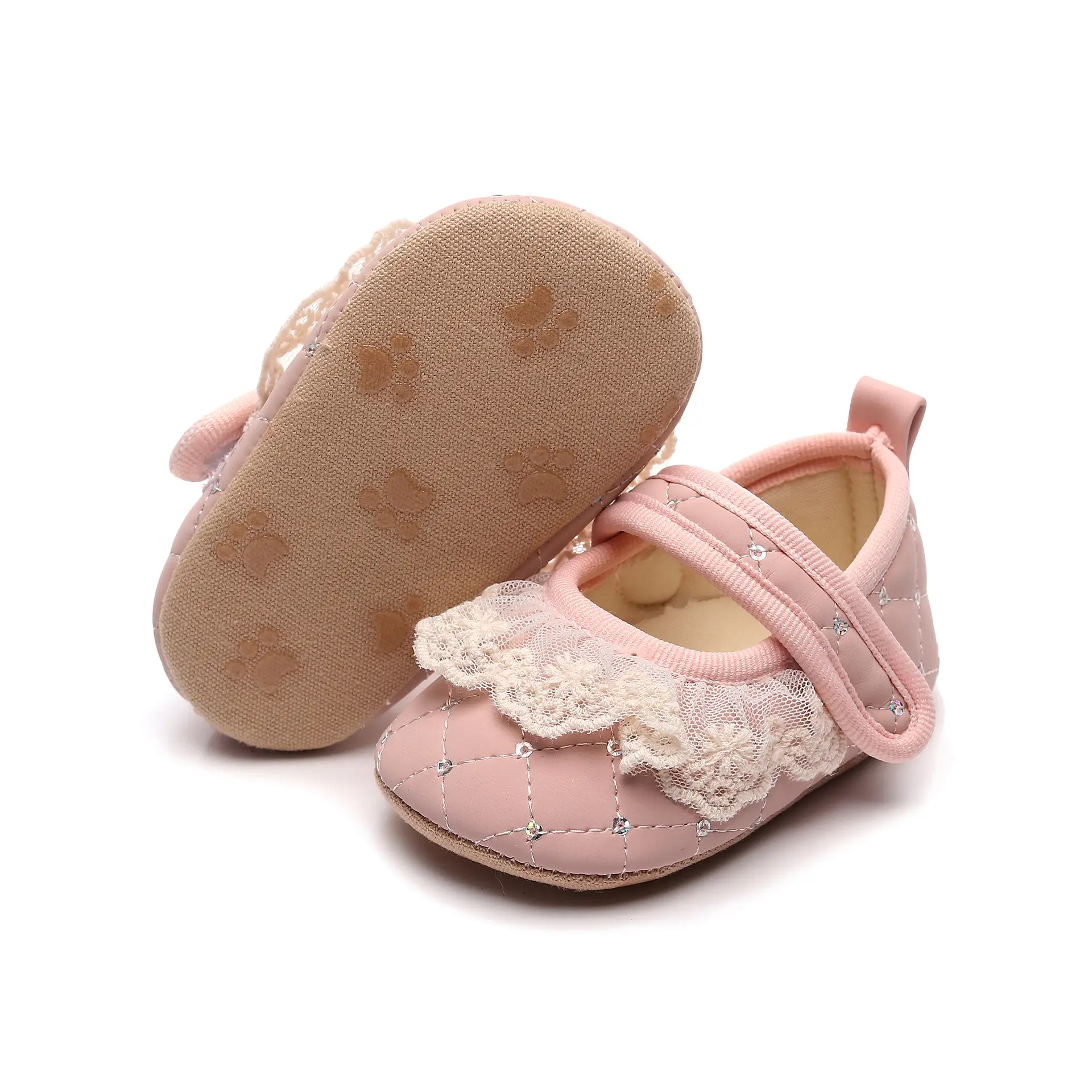 Pink Lace Toddler Shoes 0-1Yr Soft Soled