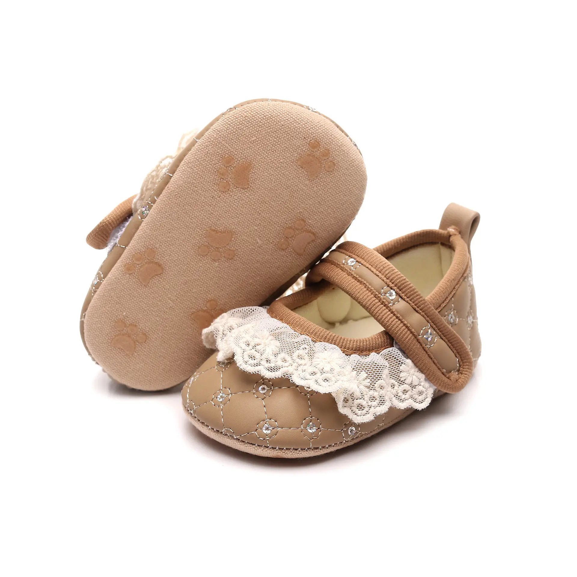 Pink Lace Toddler Shoes 0-1Yr Soft Soled