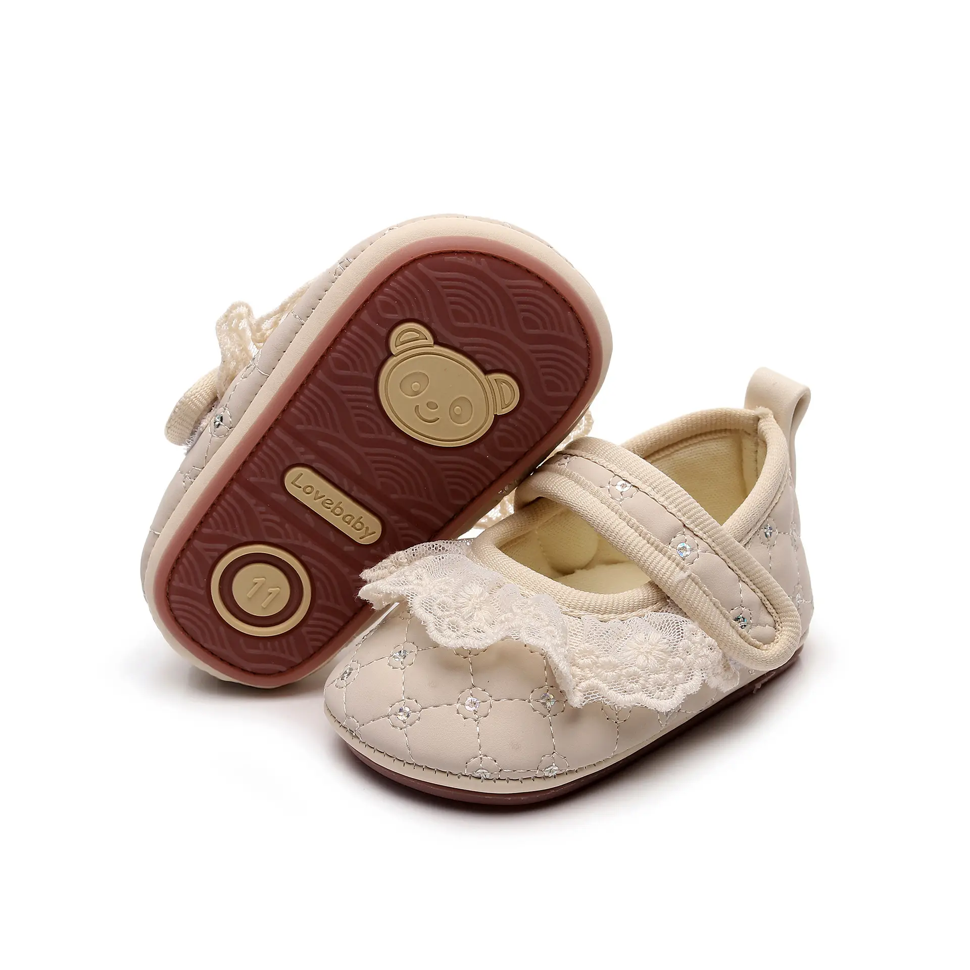 Pink Lace Toddler Shoes 0-1Yr Soft Soled