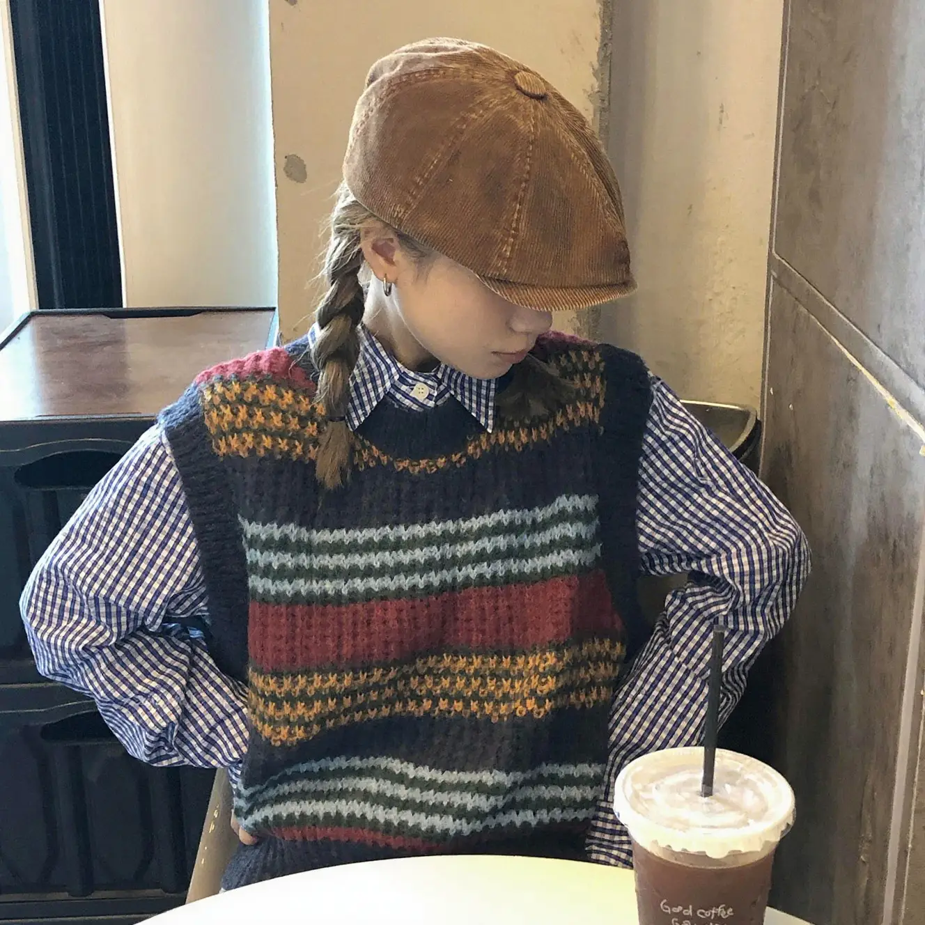 Japanese Retro Distressed Corduroy Forward Cap for Women, Spring and Autumn Literary Versatile Artist Hat, Backwards-Worn Baseball Cap for Men, Trendy - Image 6