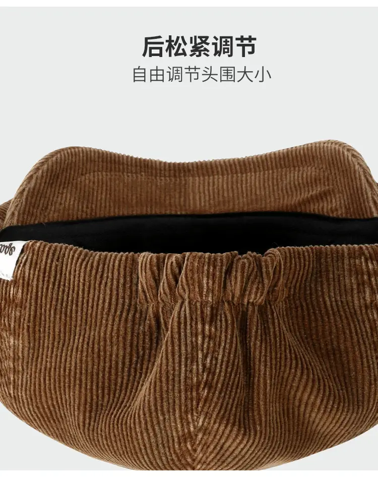 Japanese Retro Distressed Corduroy Forward Cap for Women, Spring and Autumn Literary Versatile Artist Hat, Backwards-Worn Baseball Cap for Men, Trendy — feature 6