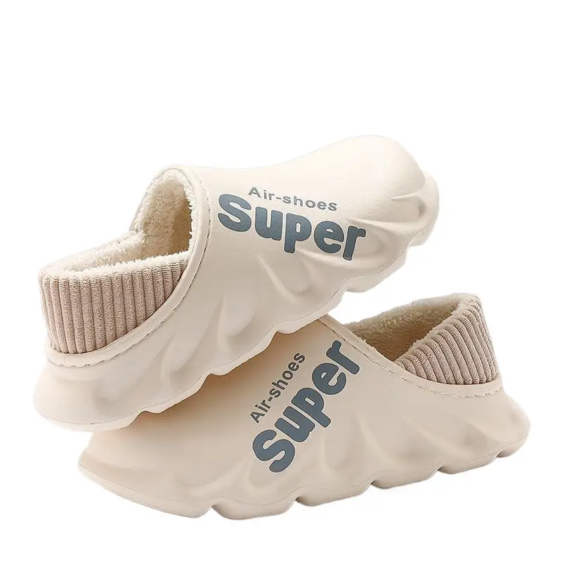 Men's Waterproof Fleece Lined Winter Slippers Cream - Image 11