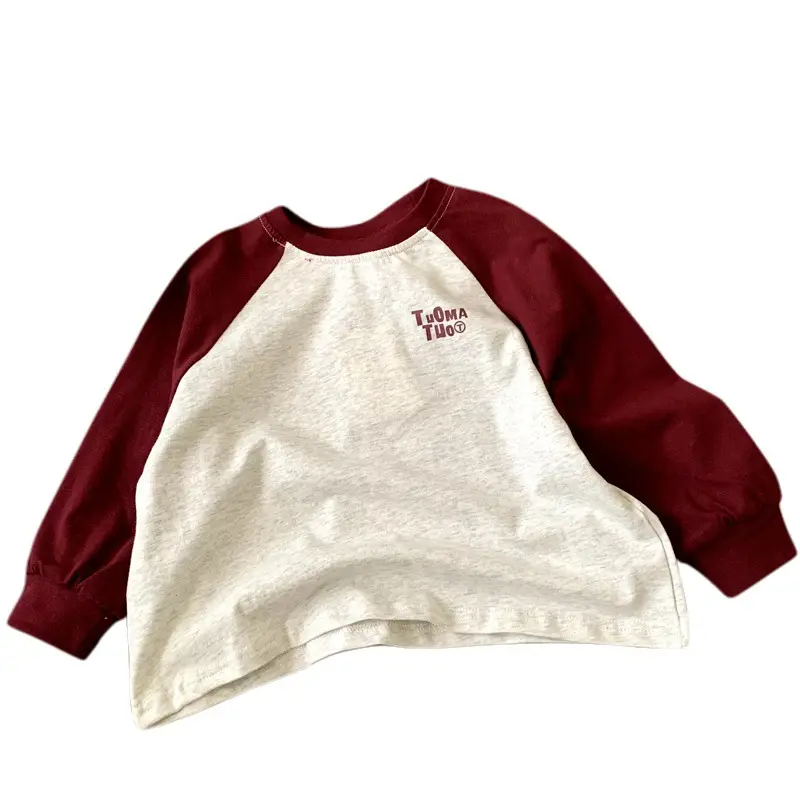 Girls Long Sleeve T-Shirt Maroon White 2025 - Image 6