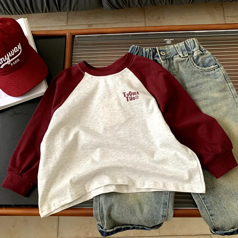 Girls Long Sleeve T-Shirt Maroon White 2025 — feature 2