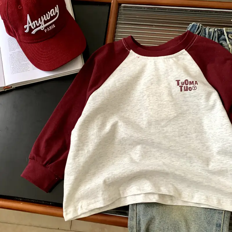 Girls Long Sleeve T-Shirt Maroon White 2025 — feature 3