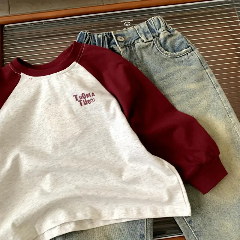 Girls Long Sleeve T-Shirt Maroon White 2025 — feature 4