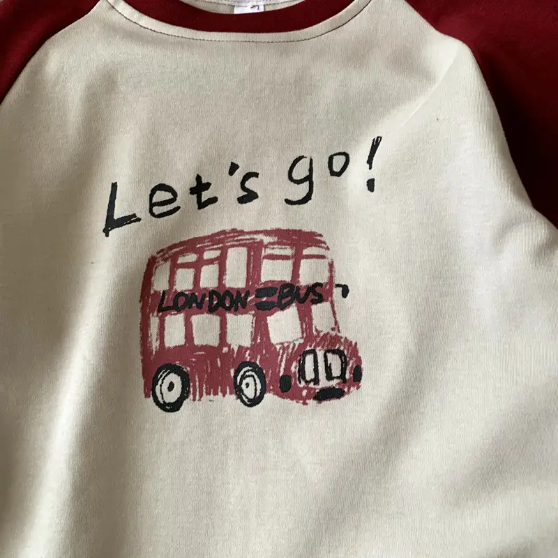 Boys Long Sleeve Cartoon T-Shirt Red Cream Kids — feature 6