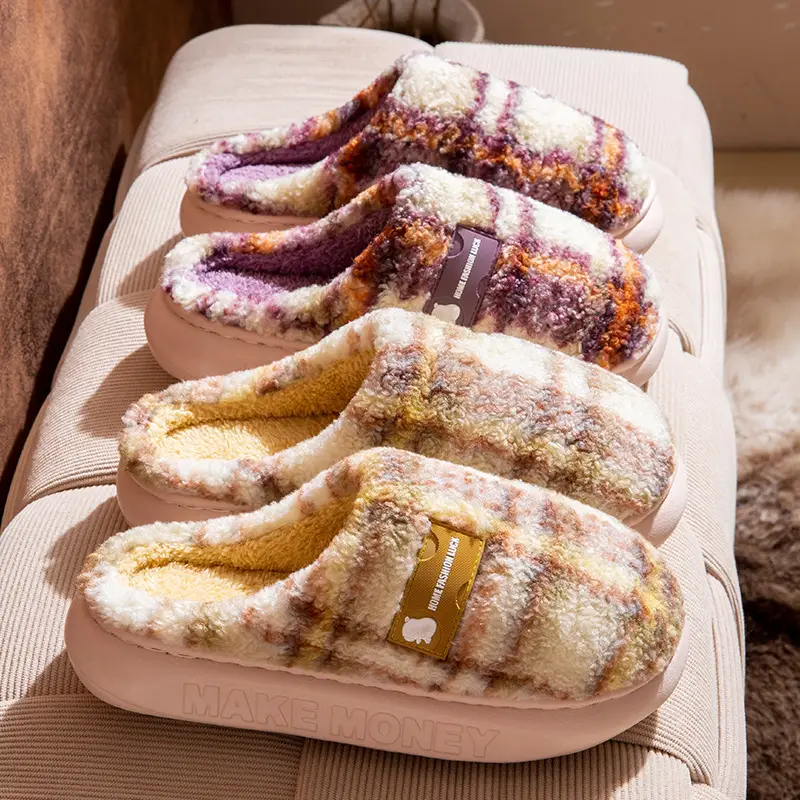 Home Cotton Slippers for Women 2025 Autumn and Winter Antibacterial and Deodorant Couple Slippers Indoor Leisure Non-Slip Fleece-Lined Warm Slippers - Image 10