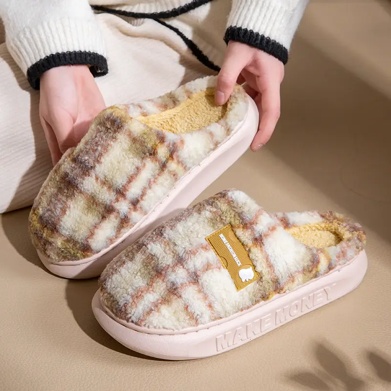 Home Cotton Slippers for Women 2025 Autumn and Winter Antibacterial and Deodorant Couple Slippers Indoor Leisure Non-Slip Fleece-Lined Warm Slippers - Image 12