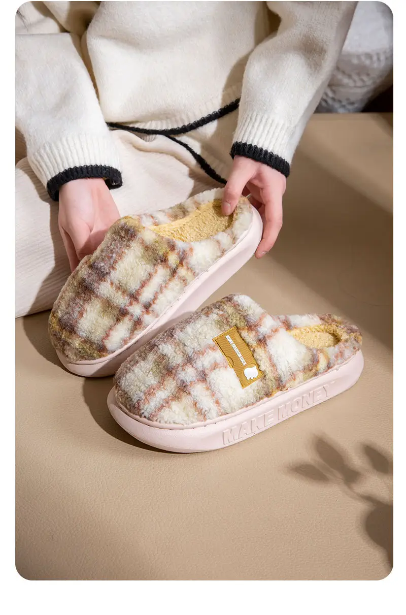 Home Cotton Slippers for Women 2025 Autumn and Winter Antibacterial and Deodorant Couple Slippers Indoor Leisure Non-Slip Fleece-Lined Warm Slippers — feature 11