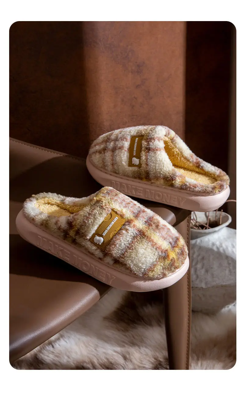 Home Cotton Slippers for Women 2025 Autumn and Winter Antibacterial and Deodorant Couple Slippers Indoor Leisure Non-Slip Fleece-Lined Warm Slippers — feature 14