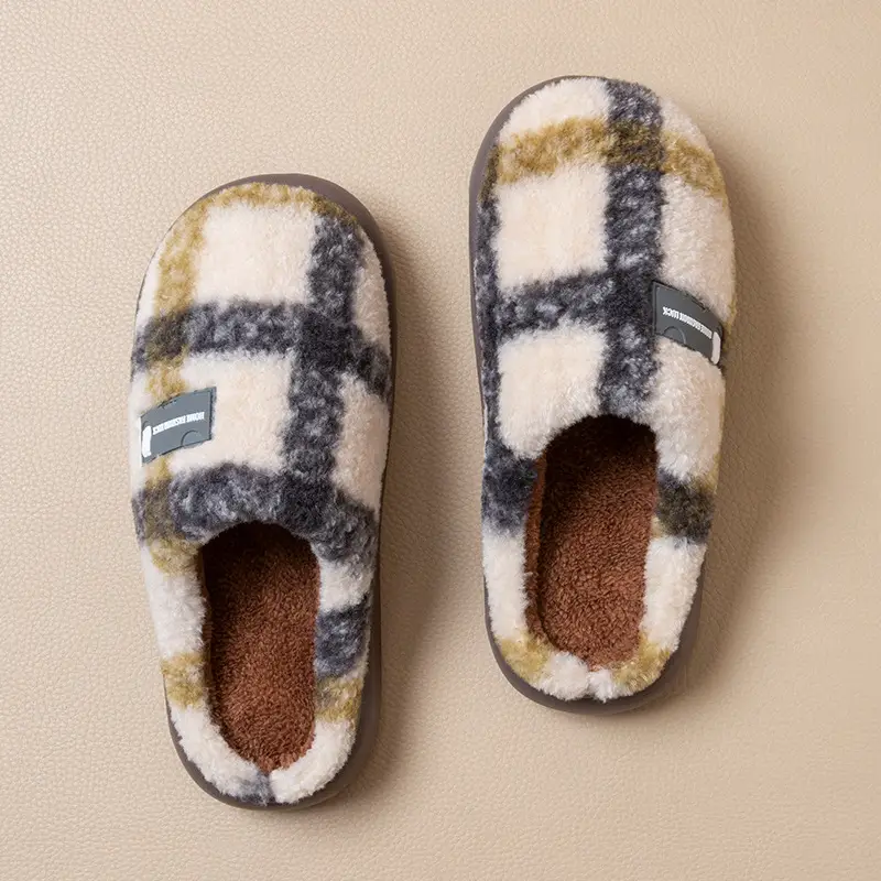 Home Cotton Slippers for Women 2025 Autumn and Winter Antibacterial and Deodorant Couple Slippers Indoor Leisure Non-Slip Fleece-Lined Warm Slippers - Image 2