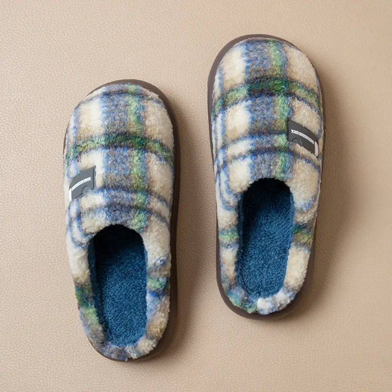 Home Cotton Slippers for Women 2025 Autumn and Winter Antibacterial and Deodorant Couple Slippers Indoor Leisure Non-Slip Fleece-Lined Warm Slippers - Image 3