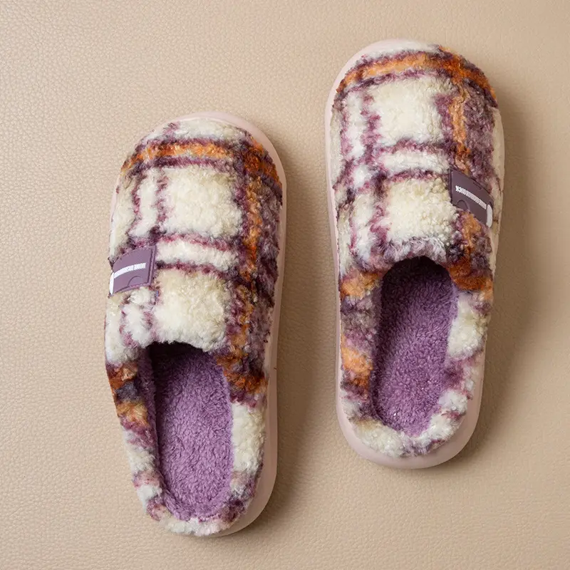 Home Cotton Slippers for Women 2025 Autumn and Winter Antibacterial and Deodorant Couple Slippers Indoor Leisure Non-Slip Fleece-Lined Warm Slippers - Image 4