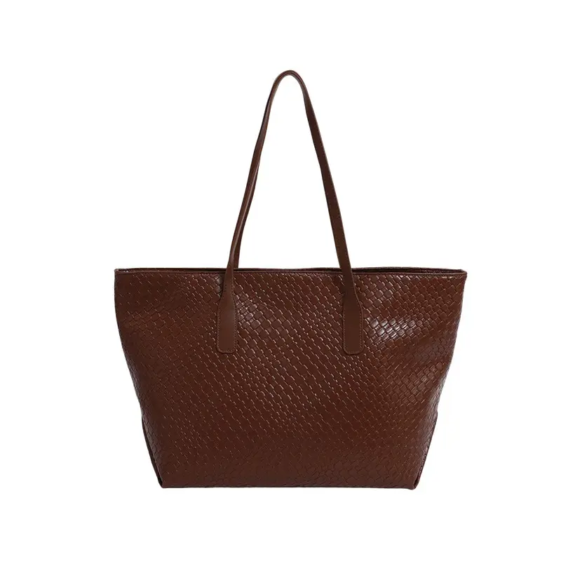 Women's Brown Crocodile Texture Shoulder Bag Large Capacity