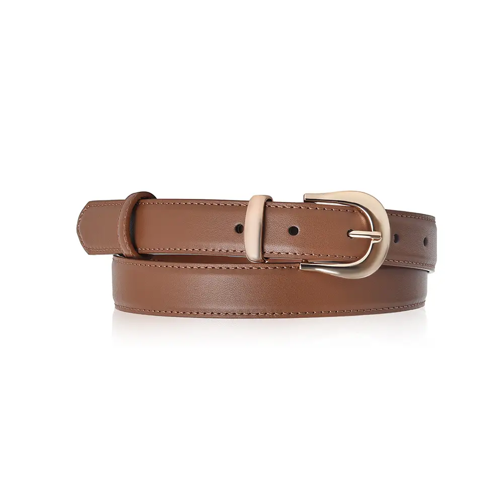 Women Genuine Leather Belt Brown Black Buckle - Image 5