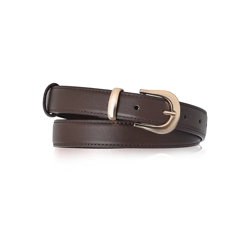 Women Genuine Leather Belt Brown Black Buckle - Image 6