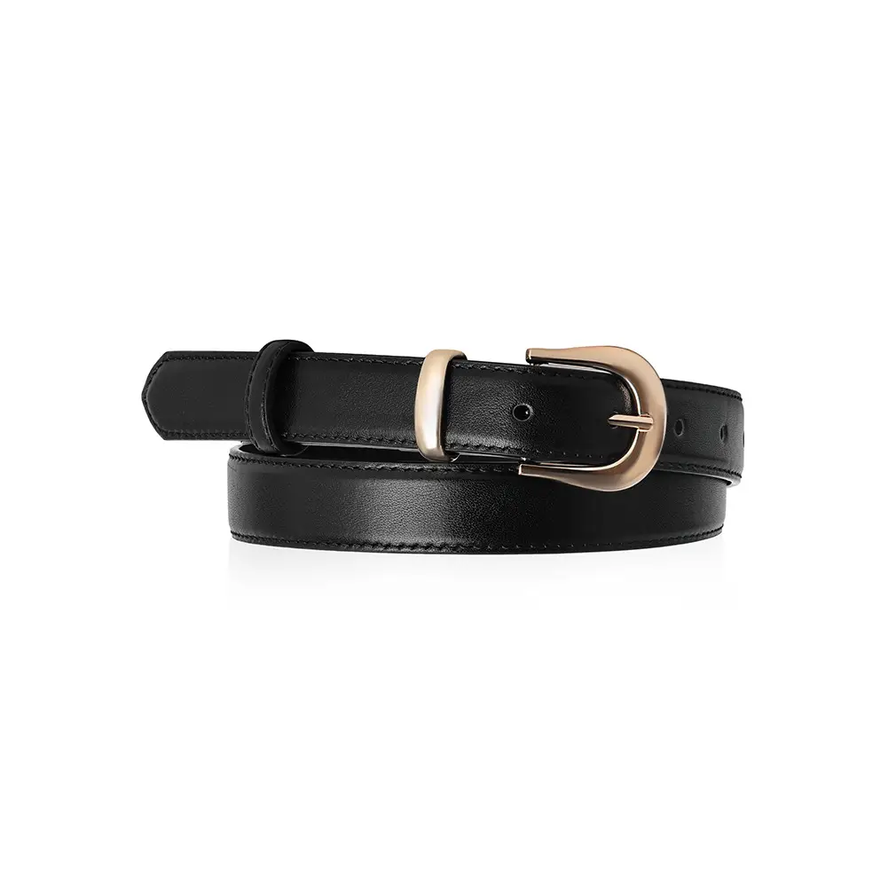 Women Genuine Leather Belt Brown Black Buckle - Image 7