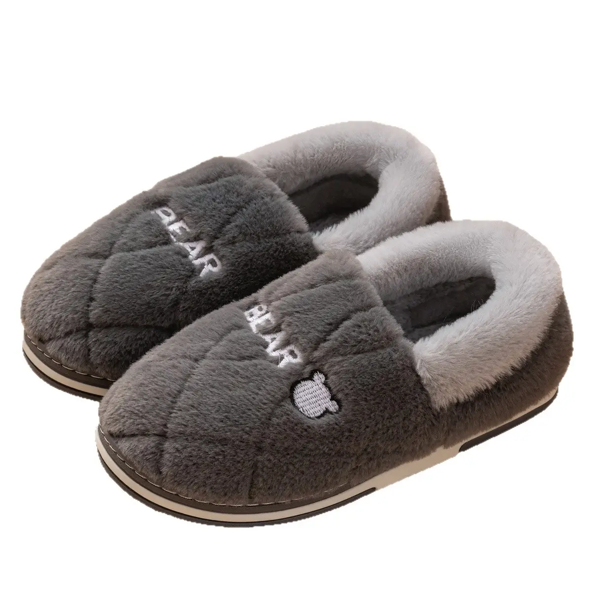 Jialiya Men's Yellow Cartoon Pineapple Slippers Large Winter Fleece Lined