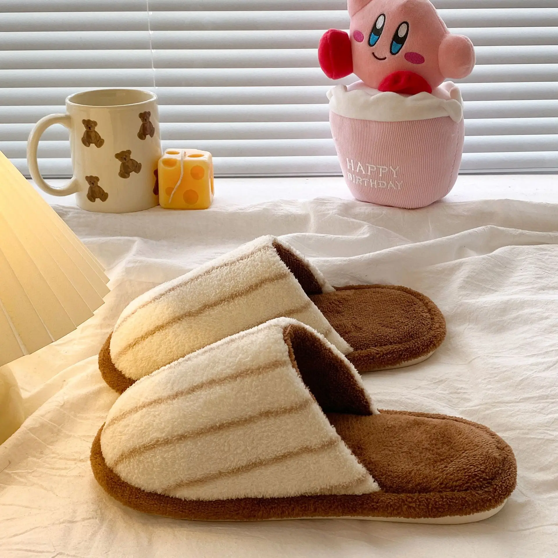 Women Cotton Striped Winter Slippers 2025