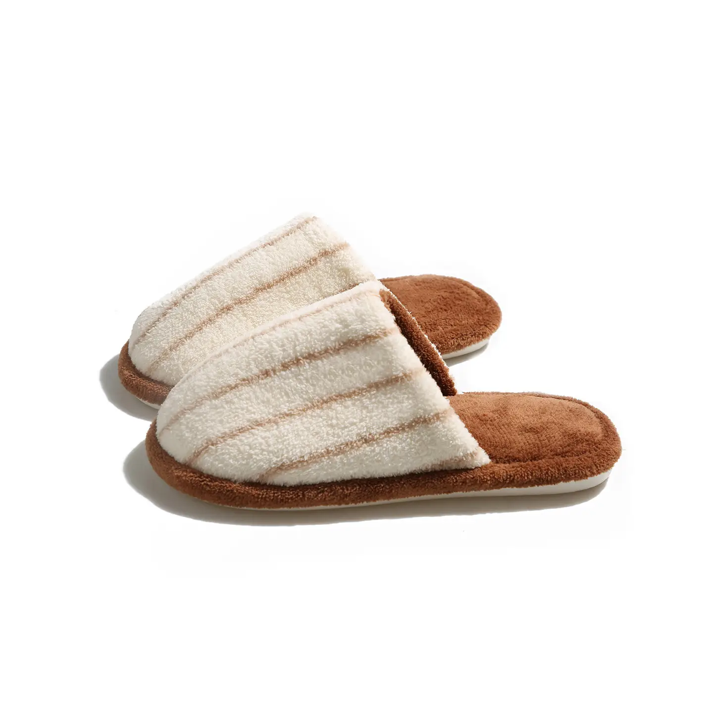 Women Cotton Striped Winter Slippers 2025