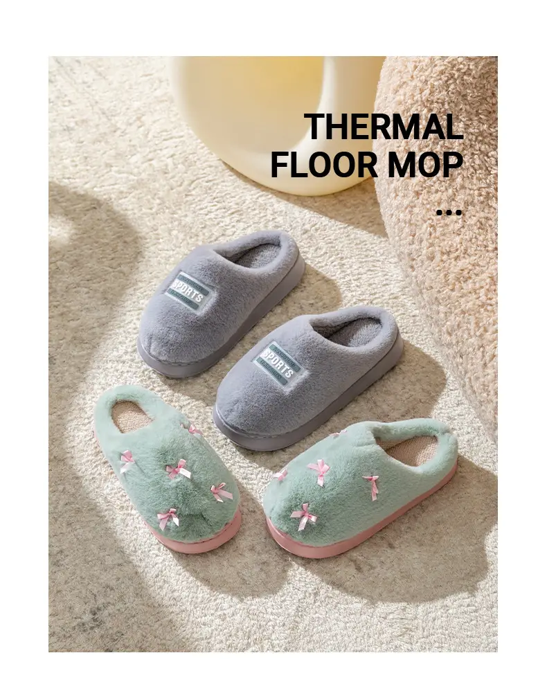 Bow Cotton Slippers Women's Autumn and Winter 2025 New Indoor Home Non-Slip Thick Sole Warm Plush Cotton Slippers — feature 16
