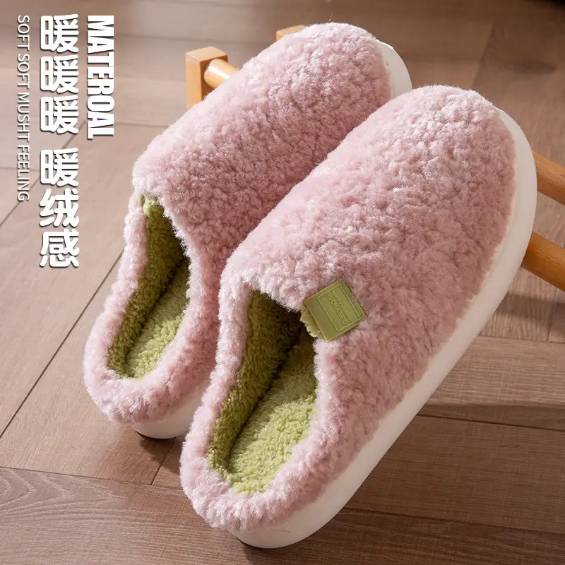 Women's 2025 New Style Indoor Home Autumn and Winter Plush Warm Thick-Soled Non-Slip Cotton Slippers - Image 6